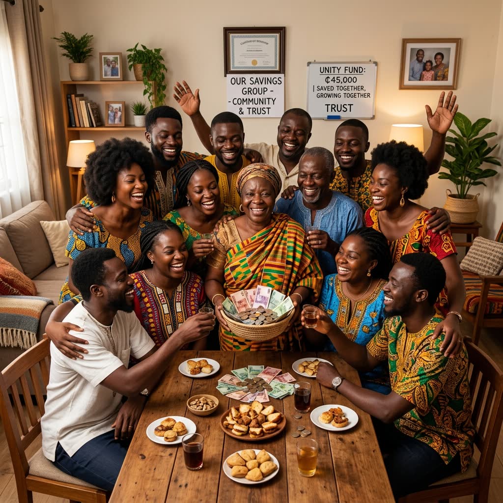Family celebrating together, expressing security